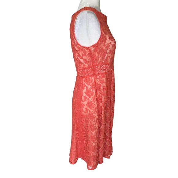 Sundance Emma Coral Orange Lace Cutout Flare Dress - 4 - Picture 6 of 12